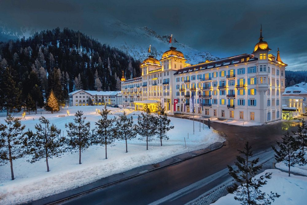 Credit Grand Hotel des Bains Kempinski St Moritz KISMV Exterior Winter Night credit Grand Hotel des Bains Kempinski St Moritz